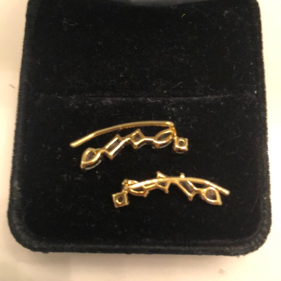 Anthropologie Crystal and Gold Ear Climbers - Picture 2 of 4